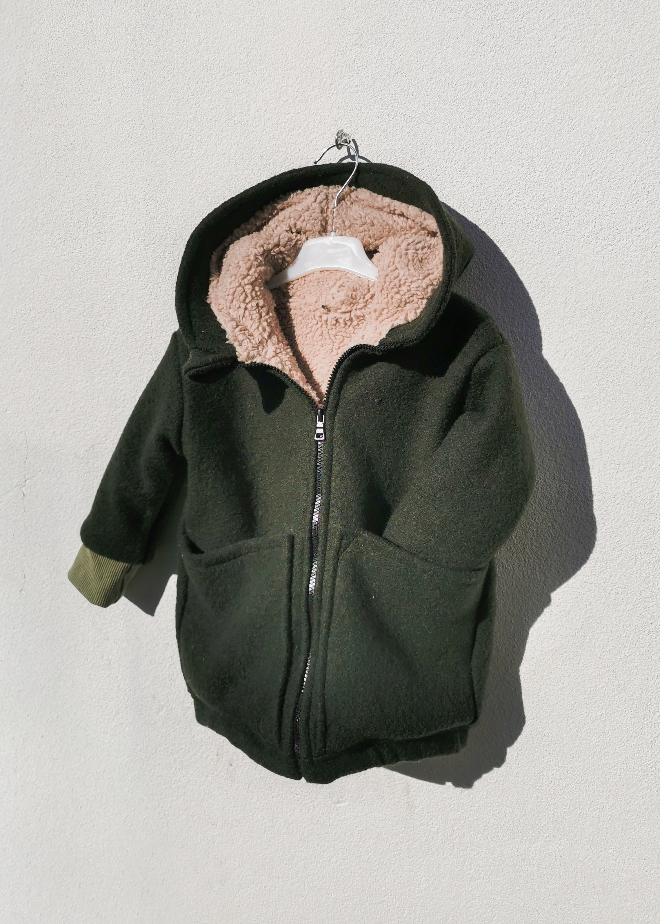 Wollwalkjacke mit Teddyplüsch